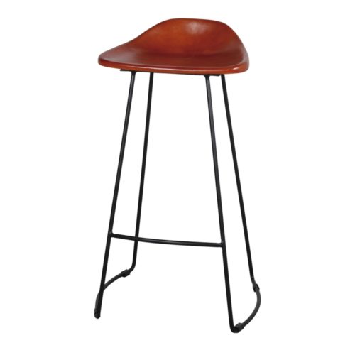 SUSSEX METAL AND LEATHER HIGH STOOL Mid Century style, with a sewn leather seat. Find it on MisterWils. More than 4000sqm of showroom and warehouse.