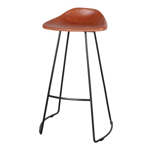 SUSSEX METAL AND LEATHER HIGH STOOL Mid Century style, with a sewn leather seat. Find it on MisterWils. More than 4000sqm of showroom and warehouse. 3/4