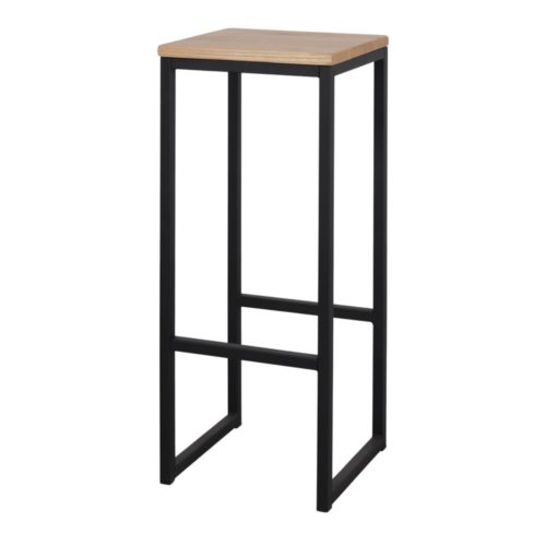 TOWN METAL HIGH STOOL Industrial style, with a wooden seat. Find it on MisterWils. More than 4000sqm of showroom and warehouse. black 1