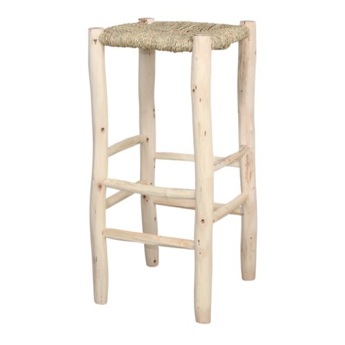TULANE HIGH STOOL made of laurel wood and palm fiber. Find it on MisterWils. More than 4000sqm of showroom and warehouse. 1