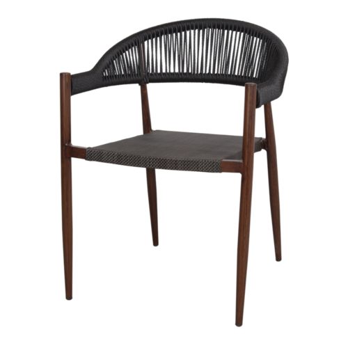 TRUMAN OUTDOOR CHAIR Nordic style, frame made of metal, seat upholstered in textilene and backrest made of polyester cord. Find it on MisterWils.1
