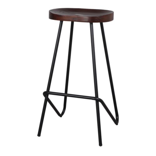 QUINCY METAL AND WOOD HIGH STOOL Industrial style, made of steel with tropical wood seat 3/4
