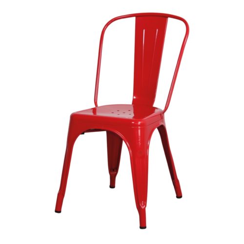 FAVORIT METAL CHAIR Industrial style, replica of the Tolix A Series. Find it on MisterWils. More than 4000sqm of showroom and warehouse. red 1