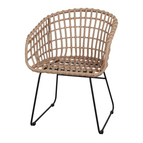BRIAN OUTDOOR CHAIR Nordic style, made of steel and synthetic rattan. Find it on MisterWils. More than 4000m² of showroom and warehouse.