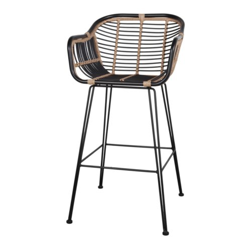 OPTIMA BLACK HIGH STOOL made of synthetic rattan. Find it on MisterWils. More than 4000m2 of showroom and warehouse.