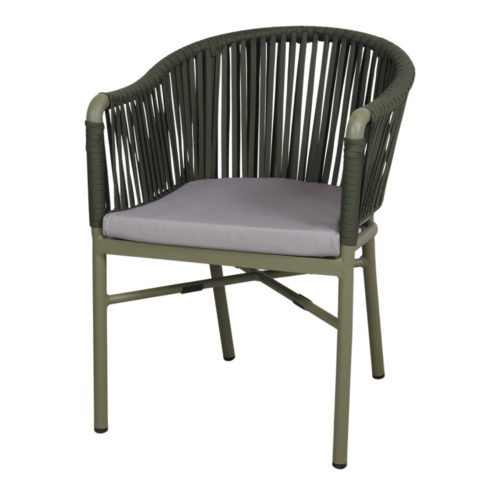 The Butler cord chair is made of a metal structure and the back and seat are made of polyester rope. 2