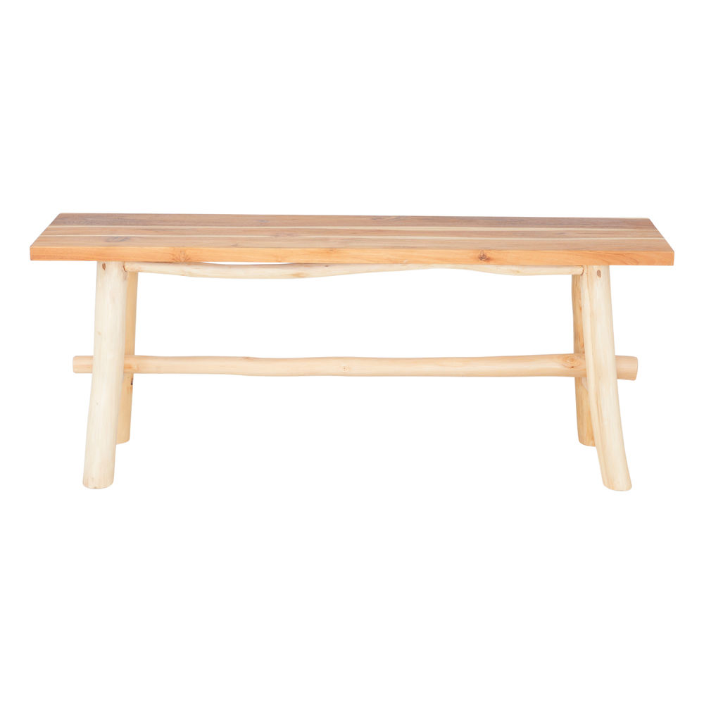 Banco de madera Janory, de estilo rústico vintage. Estructura fabricada en madera maciza de teka. Acabado natural.Banco de madera Janory, de estilo rústico vintage. Estructura fabricada en madera maciza de teka. Acabado natural. frontal