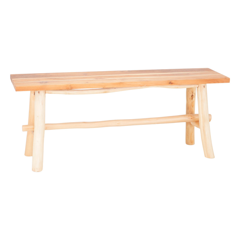 Banco de madera Janory, de estilo rústico vintage. Estructura fabricada en madera maciza de teka. Acabado natural.