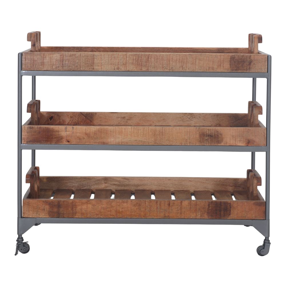 CARRO DE MADERA Y METAL FRUTY estilo industrial. Encuéntralo en MisterWils. Más de 4000m² de exposición y almacén. 1