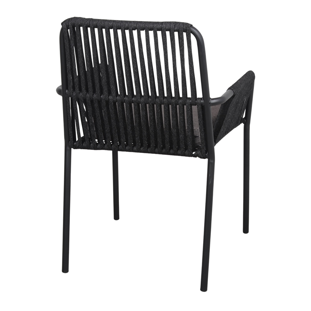 SILLA DE CUERDA Y METAL ROMEO gris trasera