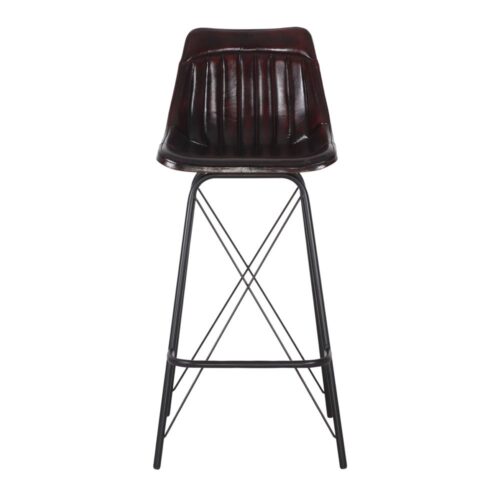 TABURETE ALTO DE METAL Y PIEL WARREN 2