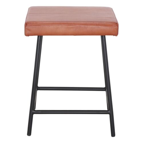 TABURETE BAJO DE METAL Y PIEL EVOLUTION estilo industrial. 2