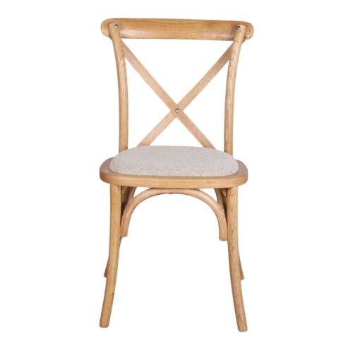 SILLA DE MADERA TAPIZADA LOTUS respaldo con aspas en cruz. 2