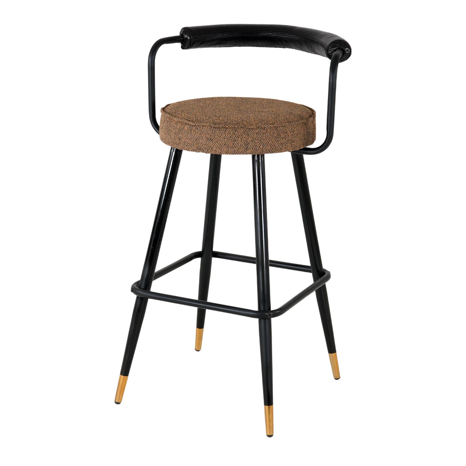 TABURETE ALTO DE METAL TAPIZADO FERRUM MOKA