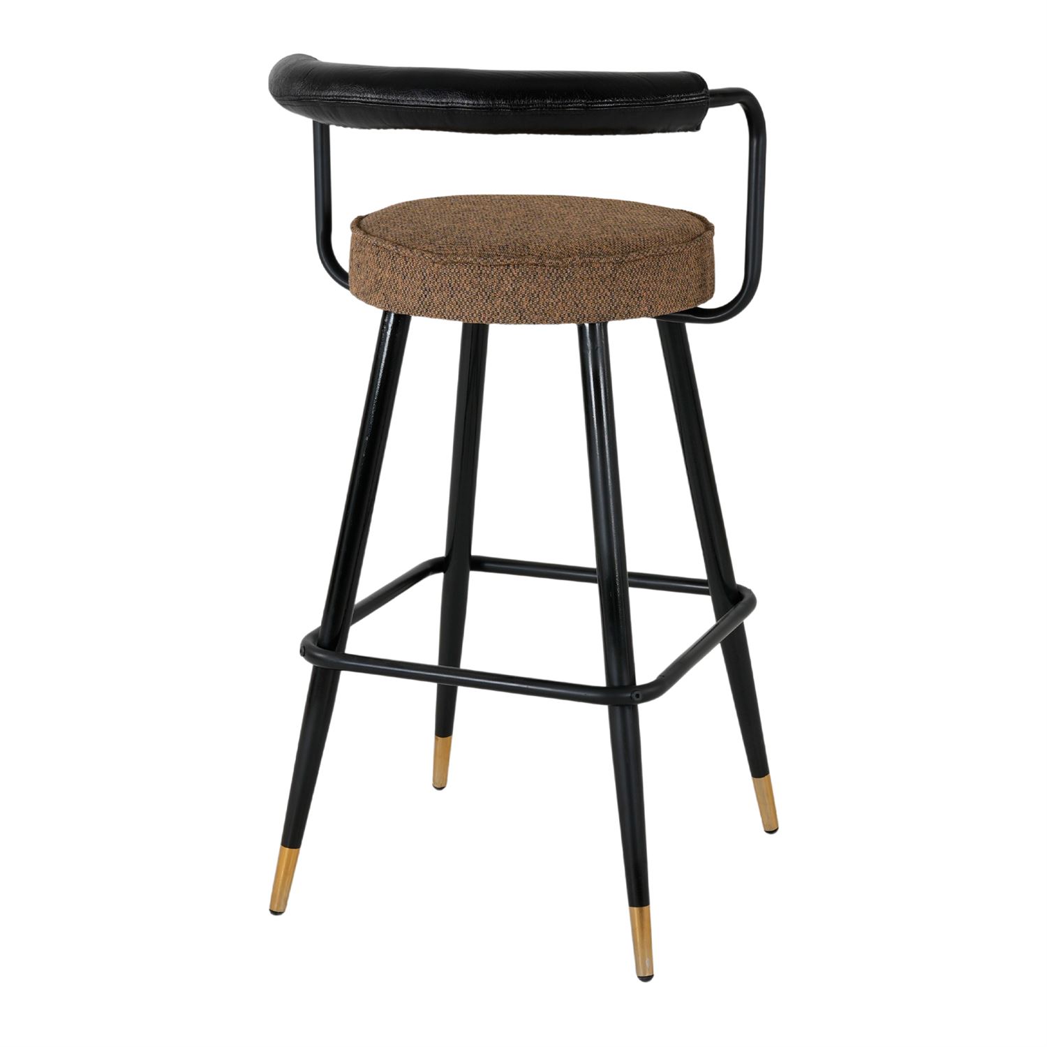 TABURETE ALTO DE METAL TAPIZADO FERRUM MOKA