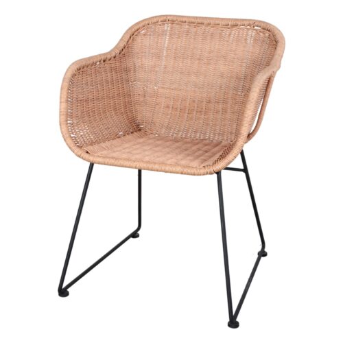 BRENTONY SYNTHETIC RATTAN CHAIR Nordic style made of metal and synthetic rattan, ideal for outdoors.