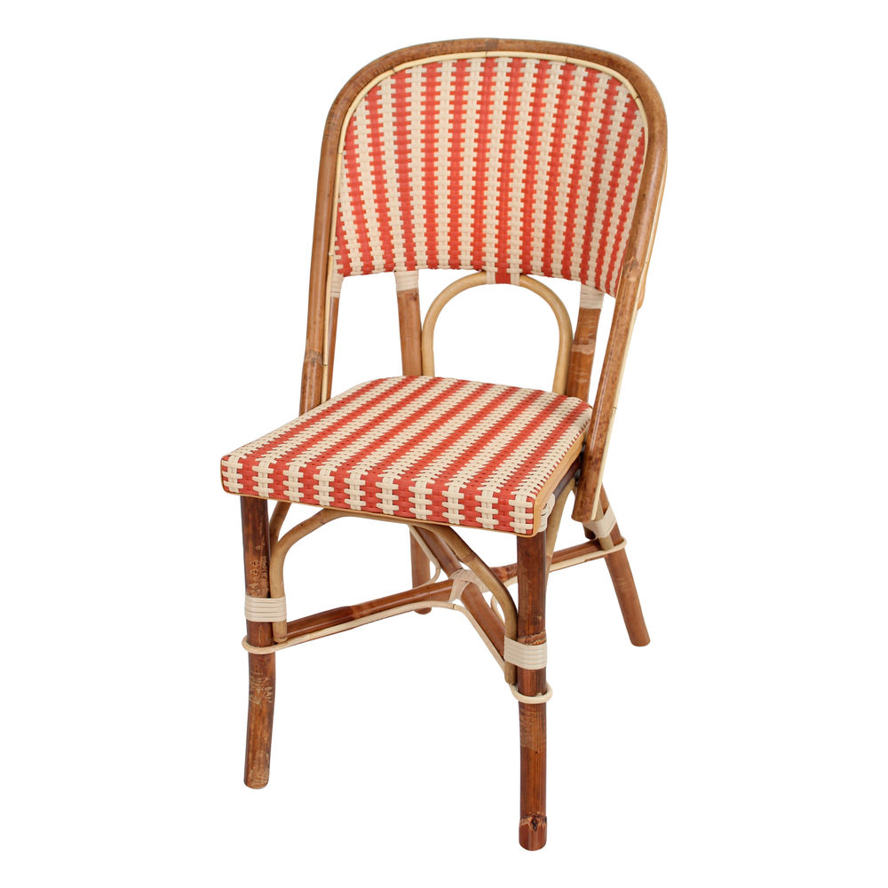Silla de ratán Avignon, de estilo Bistro. Natural rattan frame. Asiento y respaldo en médula de ratán sintético.