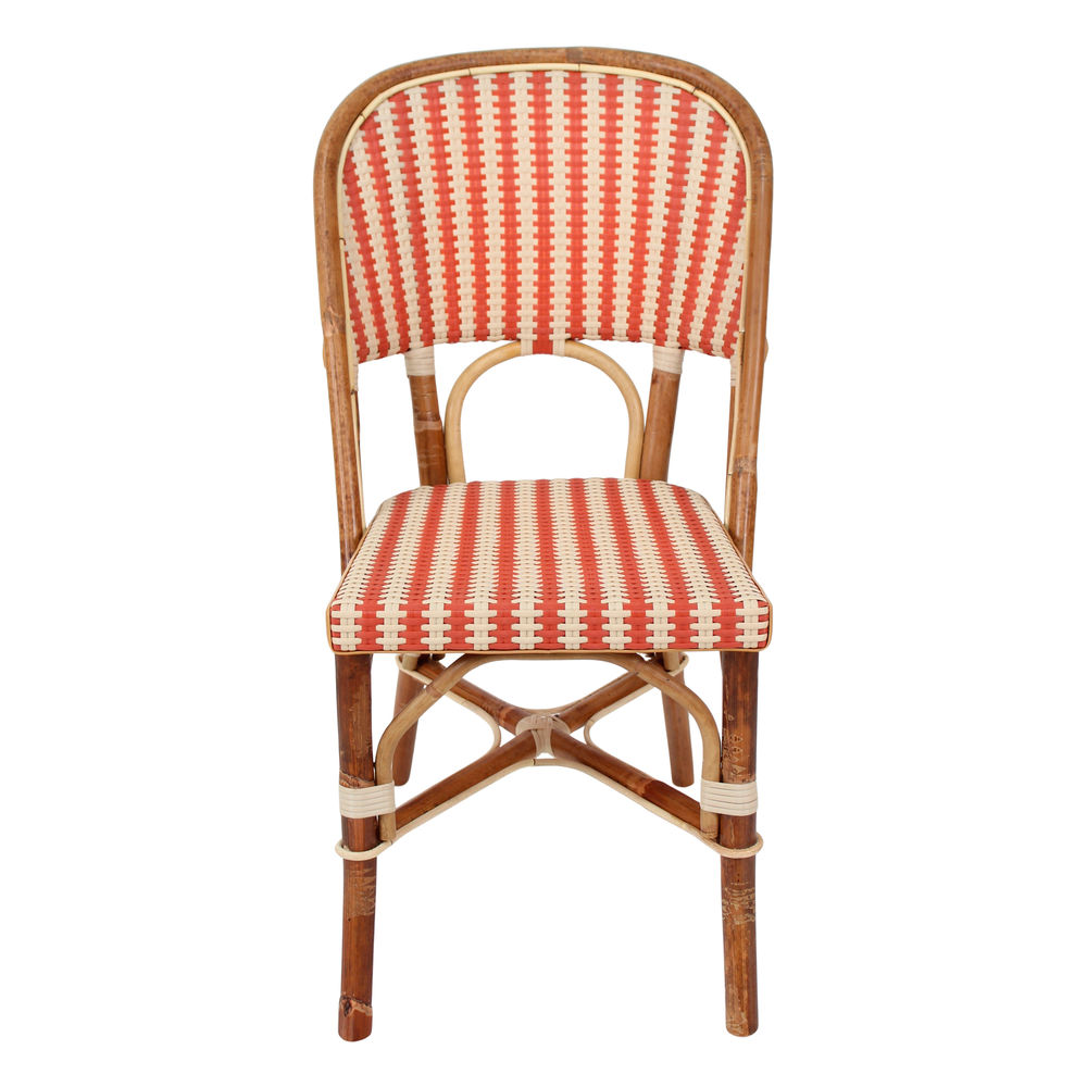 Silla de ratán Avignon, de estilo Bistro. Natural rattan frame. Asiento y respaldo en médula de ratán sintético. frontal