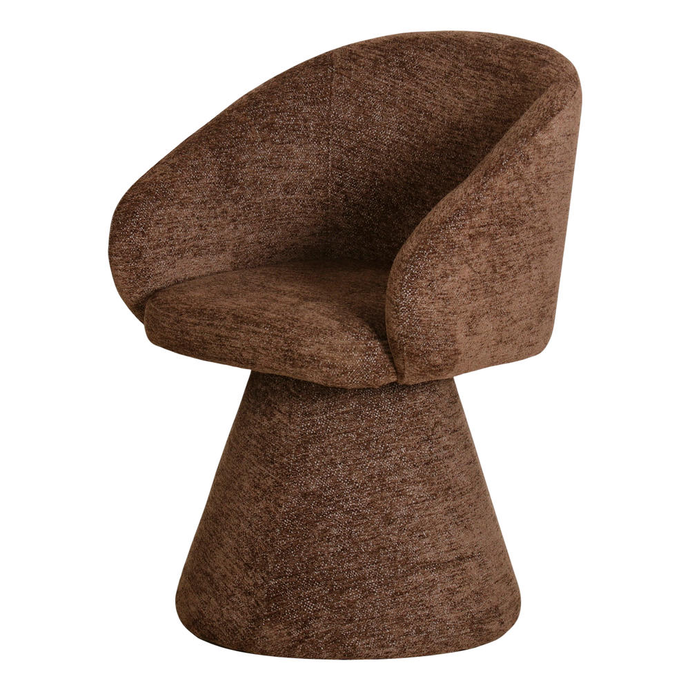 Sillón tapizado Mastony, estilo Contemporáneo. Armazón interior de madera con base cónica. Tapizado en textil. marrón
