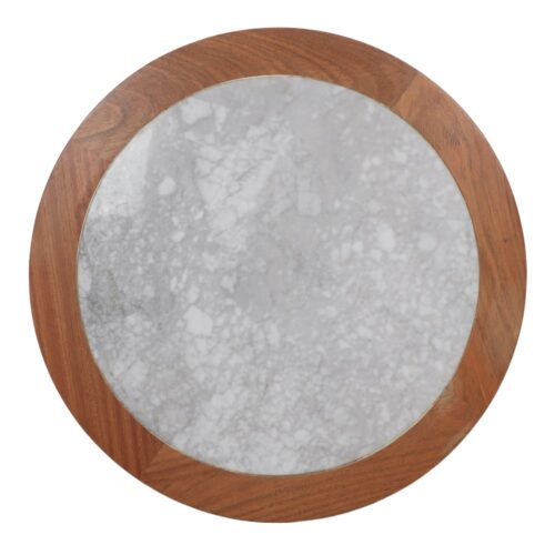 DAVOX WHITE MARBLE AND WOOD TABLETOP front