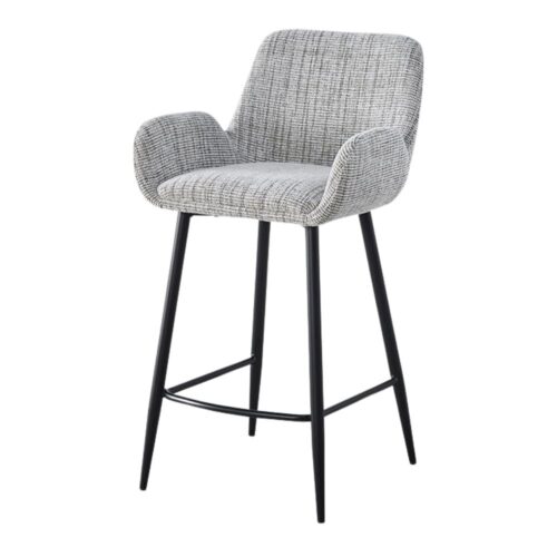 SATURNIN UPHOLSTERED HIGH STOOL Contemporary style, made of steel and upholstered in fabric.