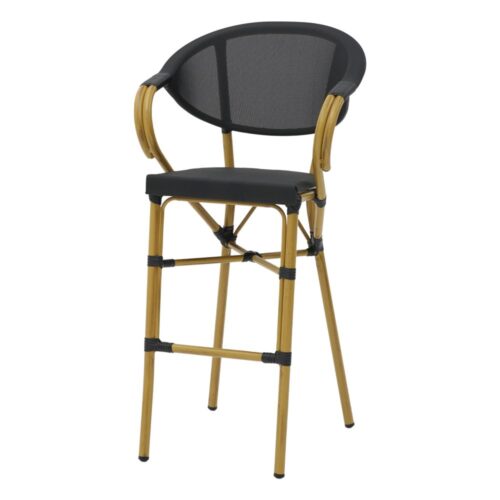 BAKOVEN OUTDOOR HIGH STOOL Bistro style made of aluminium with bamboo effect 1