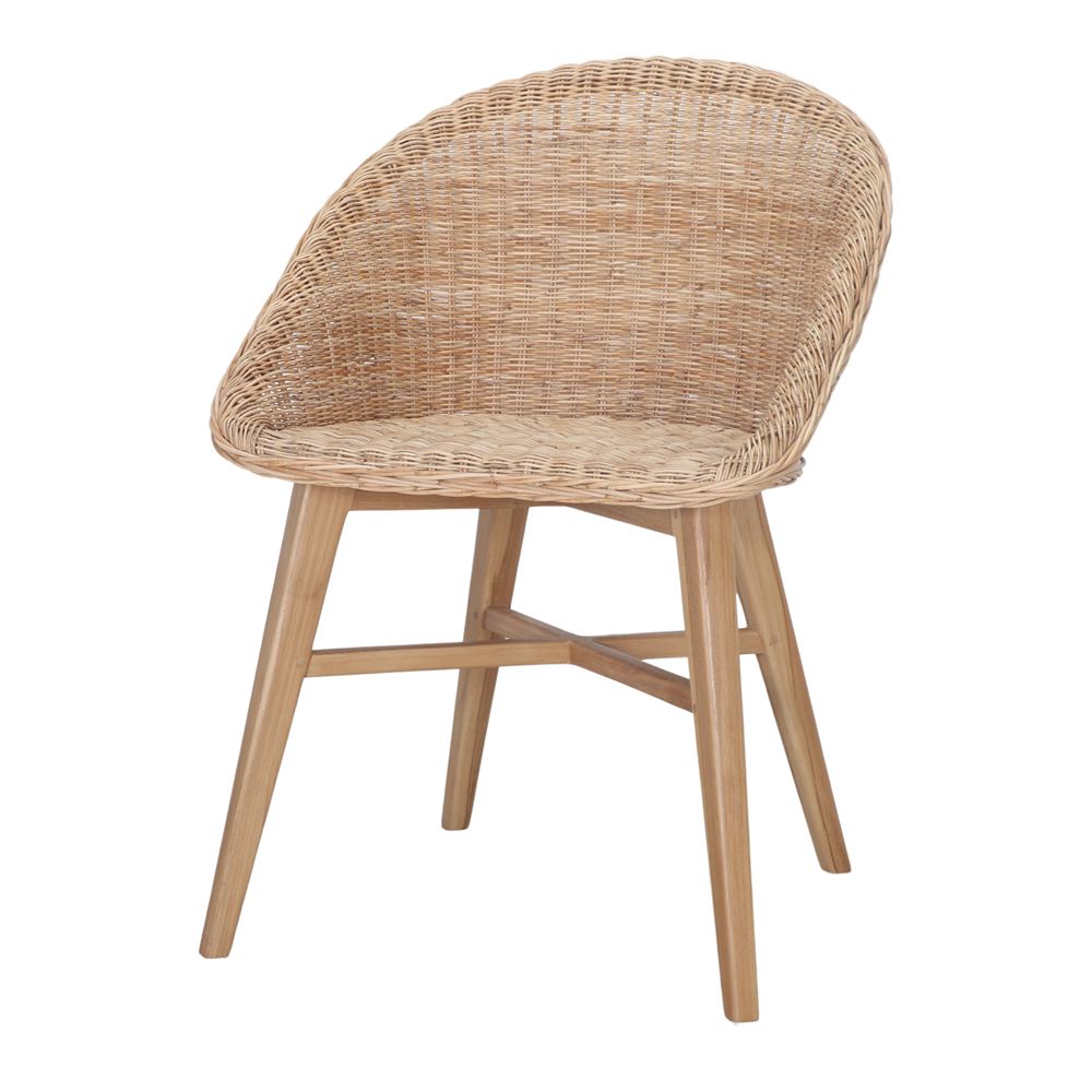 SILLA DE MADERA Y RATÁN SINTÉTICO DEMPO estilo Mediterráneo natural