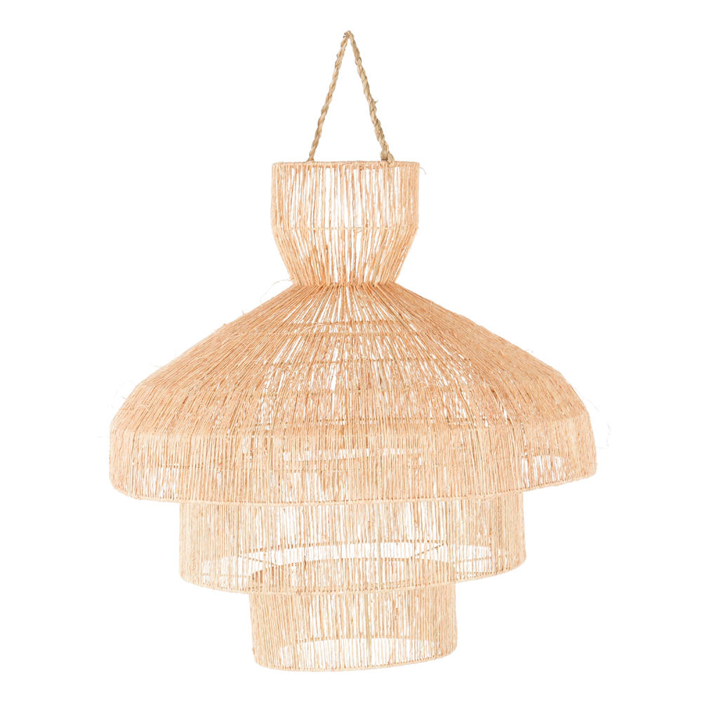 Pantalla lámpara de yute Kaira, de estilo Mediterráneo. Pantalla fabricada en yute natural. Instalación eléctrica no incluida. Válido interior. Válida para exterior a cubierto. frontal