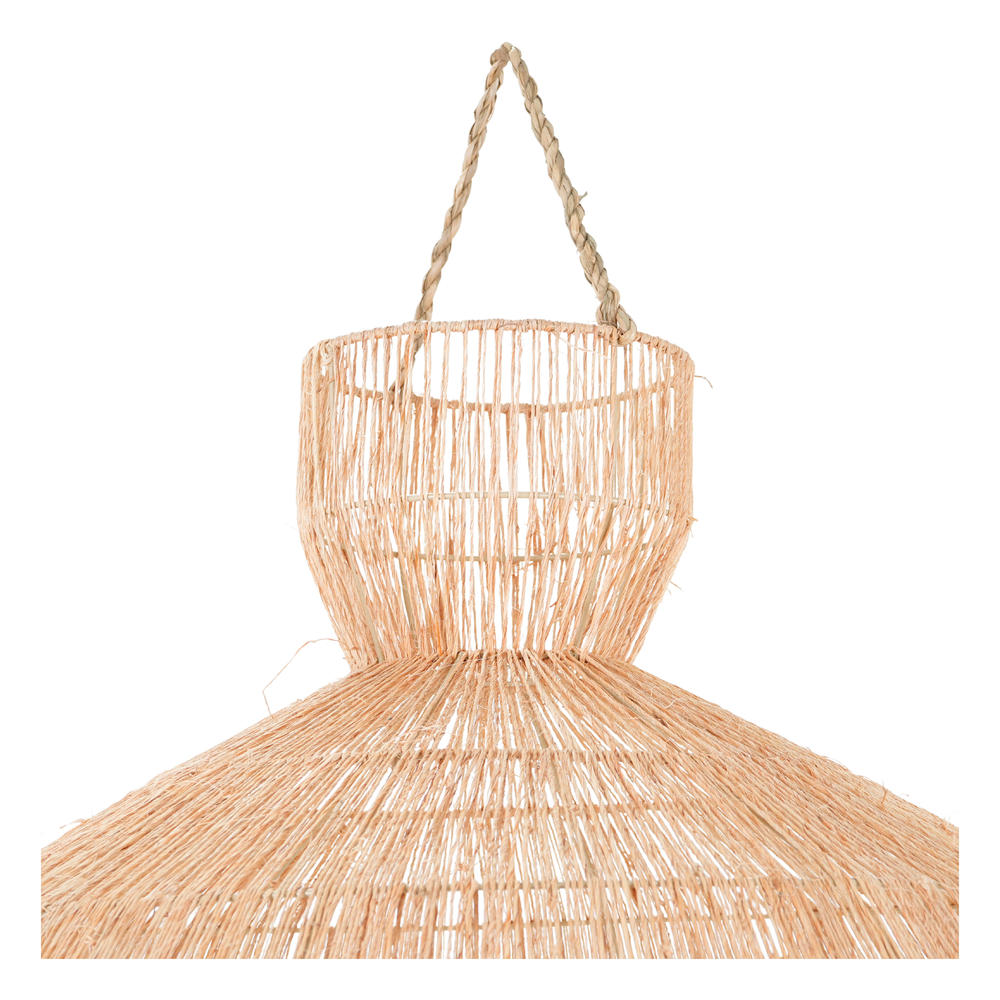 Pantalla lámpara de yute Kaira, de estilo Mediterráneo. Pantalla fabricada en yute natural. Instalación eléctrica no incluida. Válido interior. Válida para exterior a cubierto. superior