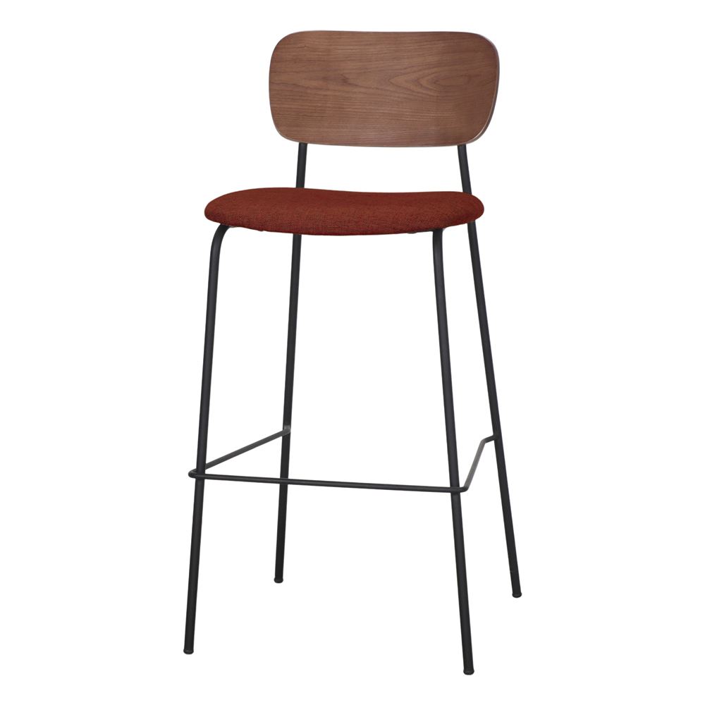 TABURETE ALTO TAPIZADO SHERPA estilo Mid Century 1