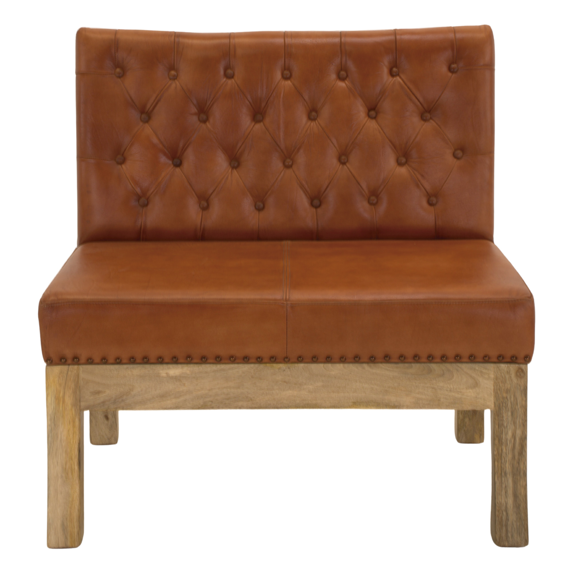 BANCO DE MADERA Y PIEL GABBY estilo Vintage 2